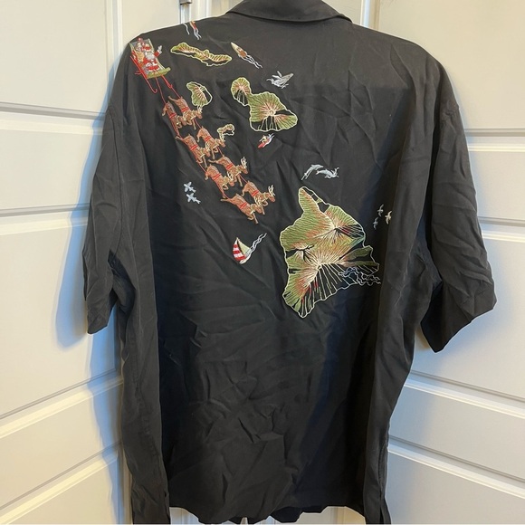 Tori Richard Embroidered Christmas Aloha Silk Blend Shirt Size 2X - Picture 4 of 6